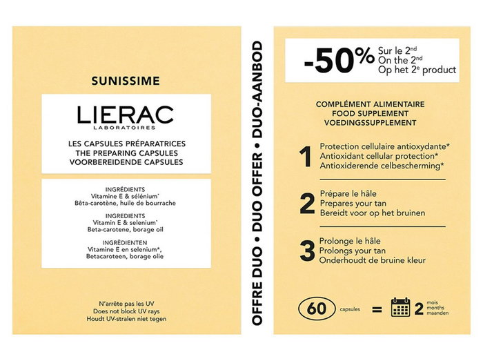 Lierac Sunissime The Preparing - Capsules antioxydantes préparatrices solaire - Boîte de 60 Lierac Sunissime The Preparing - Capsules antioxydantes préparatrices solaire - Boîte de 60
