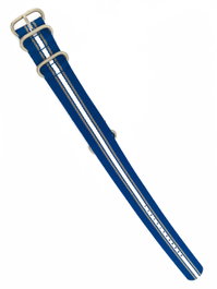 Ene Bracelet de montre 23mm bleu à rayures grises et blanches