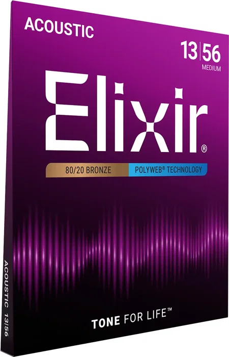 ELIXIR 11075 Cordes Acoustiques 80/20 Bronze Polyweb Light-Medium 12-53