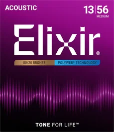 Elixir Jeu de Cordes Acoustique 80/20 Bronze POLYWEB Medium 13-56