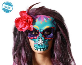 Atosa Masque de Calavera Mexicana Violette pour Déguisements Festifs