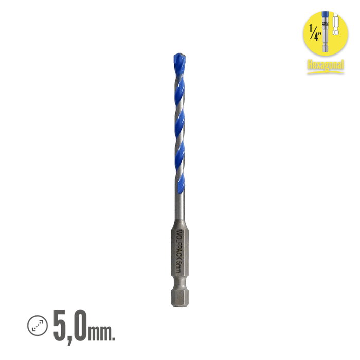 WOLFPACK LINEA PROFESIONAL Mèche Universale Hexagonale 5,0 mm WOLFPACK LINEA PROFESIONAL Mèche Universale Hexagonale 5,0 mm