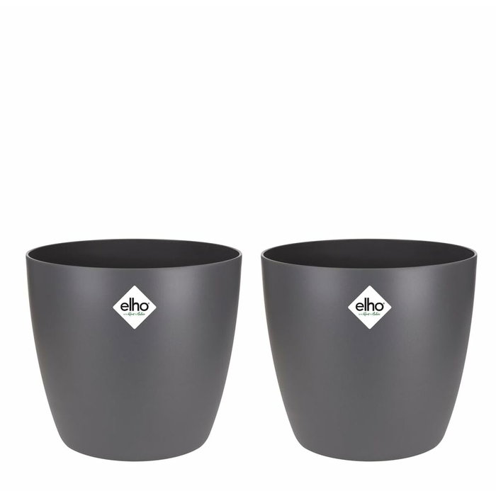 Elho Lot de 2 pots de fleurs Brussels Rond Noir - 17 L