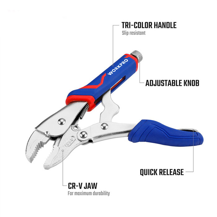Pinces de serrage Workpro pro cr-m Résistant Réglable Poignée en bi-matière 250 mm