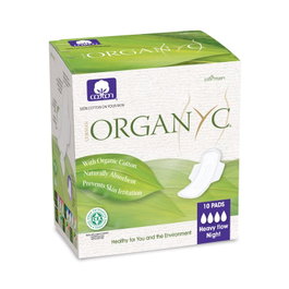 ORGANYC Serviettes hygiéniques avec ailes nuit 10 unités