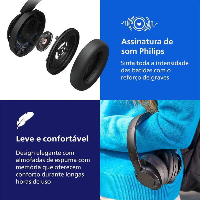 Casque Bluetooth à Bandeau Philips TAH6509BK Noir