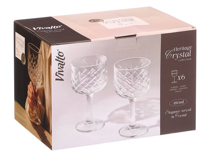 Vivalto Verre à pied transparent 480 ml – Dimensions 10x19x10 cm, verre, apte au lave-vaisselle (Set de 24)
