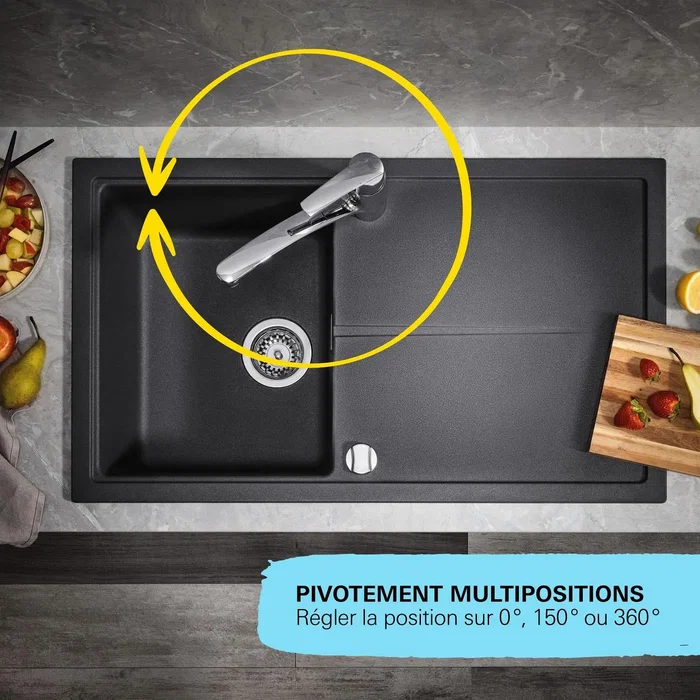 Grohe - Mitigeur de cuisine GET chromé - Bec en C, bec haut - Rotation 150° - Hauteur sous bec 225 mm - Évier