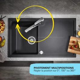 Grohe - Mitigeur de cuisine GET chromé - Bec en C, bec haut - Rotation 150° - Hauteur sous bec 225 mm - Évier