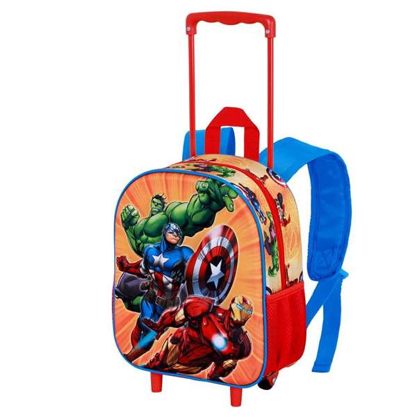 Karactermania Les Vengadores Attack - Mochila 3D à roulettes pour enfant, avec relief, 2 poches latérales - 26 x 13 x 34 cm