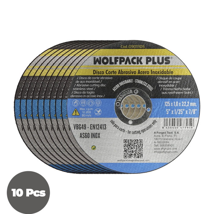 WOLFPACK LINEA PROFESIONAL Disque de coupe abrasif Inox 125x1x22,2 mm WOLFPACK LINEA PROFESIONAL Disque de coupe abrasif Inox 125x1x22,2 mm
