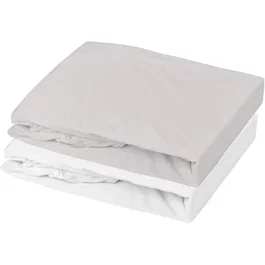MON PTIT DODO - Lot de 1 drap housse en jersey 100% coton et 1 alèse imperméable pour bébé - 60x120 cm - Blanc et gris souris - OEKO-TEX