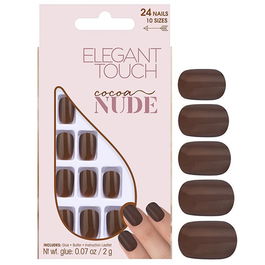 Elegant Touch - Ongles artificiels Cacao en forme Squoval teinte Nude, pack de 24 pièces