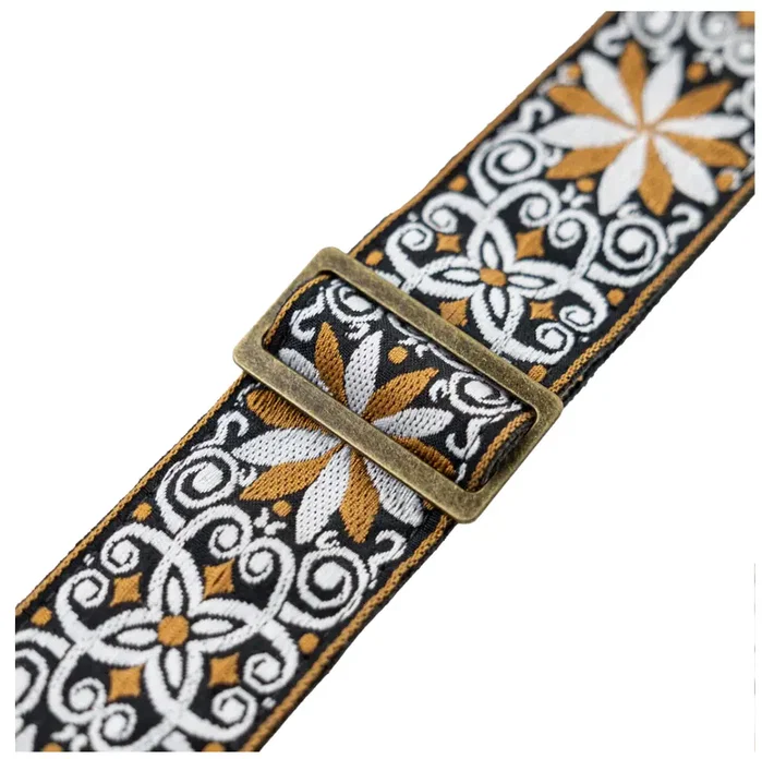 Levy's Sangle Vintage Hootenanny Series 2" avec Support pour Médiators - Jaune et Blanc