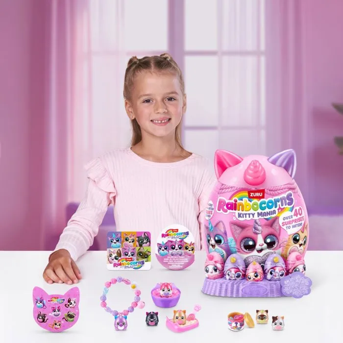 Zuru Rainbocorns KittyMania - Œuf surprise à éclore avec peluche, plus de 40 surprises et compagnon Boo-Boocorn - Jouet pour enfant dès 3 ans