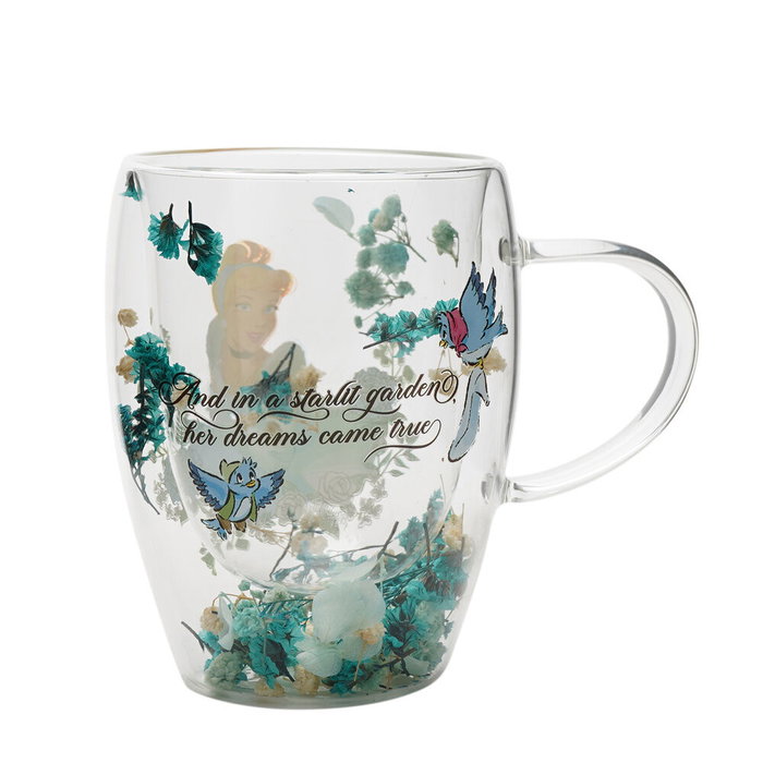WIDDOP & CO Taza cristal flores secas Cenicienta Princesas Disney