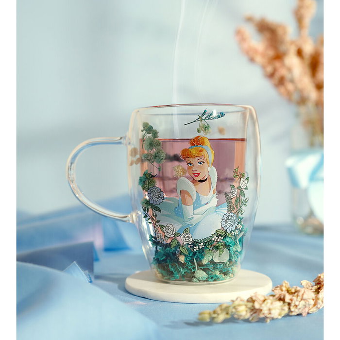WIDDOP & CO Taza cristal flores secas Cenicienta Princesas Disney