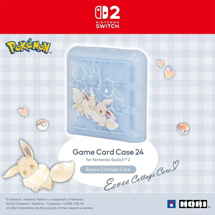 Hori Boîtier de Rangement 24 Cartes de Jeu pour Nintendo Switch 2 et Nintendo Switch - Design Pokémon Évoli Cottage Core