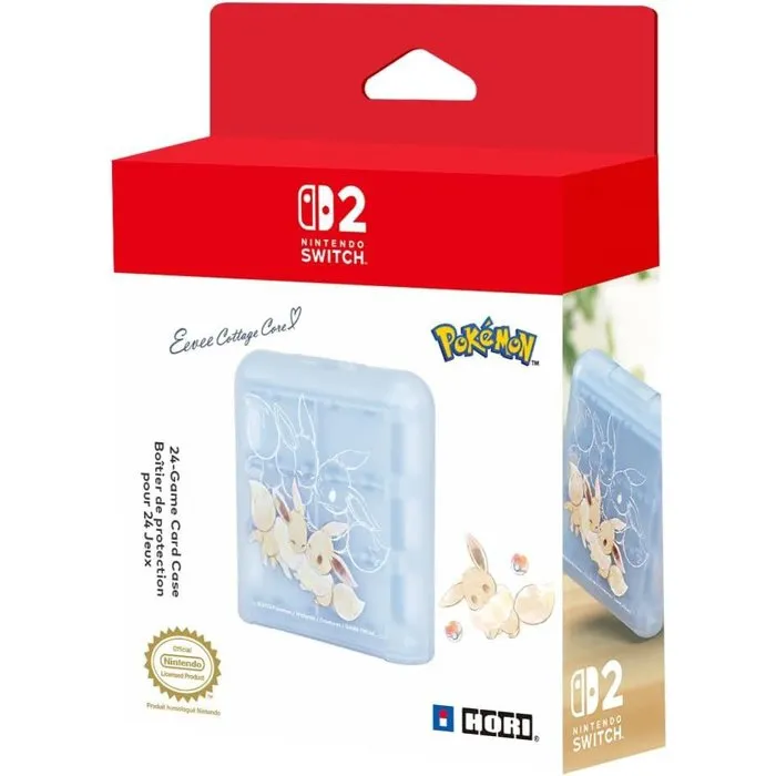 Hori Boîtier de Rangement 24 Cartes de Jeu pour Nintendo Switch 2 et Nintendo Switch - Design Pokémon Évoli Cottage Core
