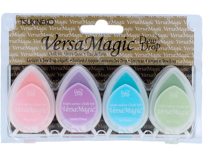Tsukineko Set de 4 tampons d'encre VERSAMAGIC couleurs pastel effet craie Tsukineko Set de 4 tampons d'encre VERSAMAGIC couleurs pastel effet craie