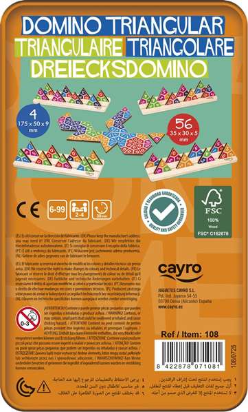 Cayro Domino Triangular Travel Metal Box Cayro Domino Triangular Travel Metal Box