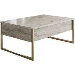 Table basse LUXE Travertine Gold rectangulaire