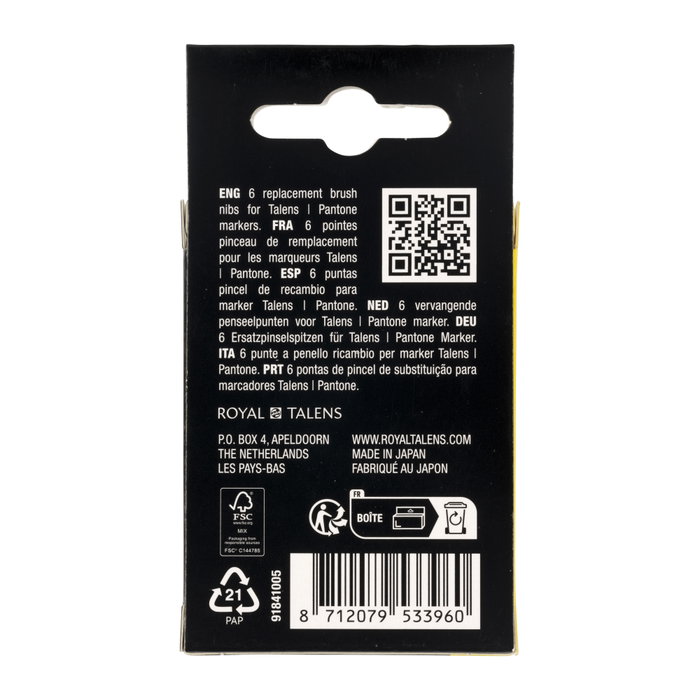 Talens | Pantone Set de 6 pointes de rechange type pinceau Talens | Pantone Set de 6 pointes de rechange type pinceau
