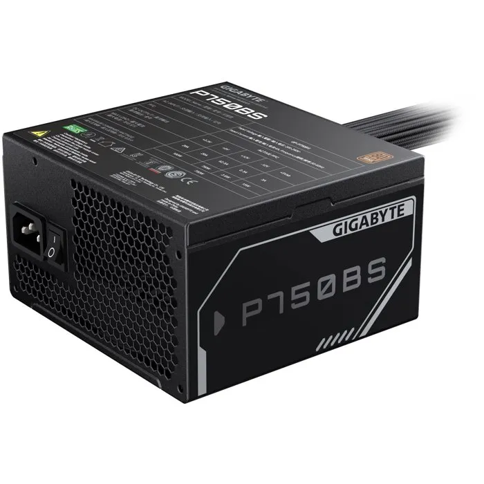 GIGABYTE GP-P750BS 80+ Bronze - Alimentation PC ATX 750W pour Gaming - Certifié 80 PLUS Bronze - Câbles gainés - Ventilateur 120 mm silencieux