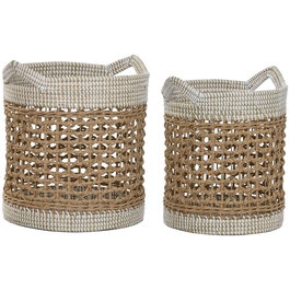 Set de basket Home ESPRIT Blanc Naturel Papier Herbier marin (2 Pièces)