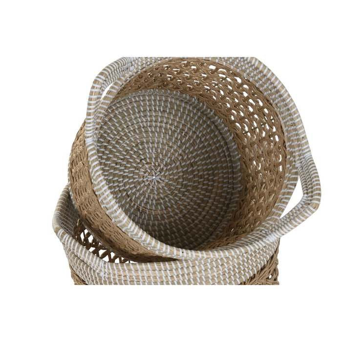 Set de basket Home ESPRIT Blanc Naturel Papier Herbier marin (2 Pièces)