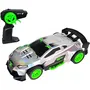 Exost Voiture Télécommandée EXOST Metal Chrome 1:14 - Vitesse 15 km/h, 31*5 cm, Argent et Vert - Pour enfants dès 5 ans