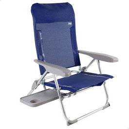 Color Baby Silla de playa - Chaise pliante de plage en aluminium avec 6 positions, inclut table et coussin - 47 x 57 x 89 cm