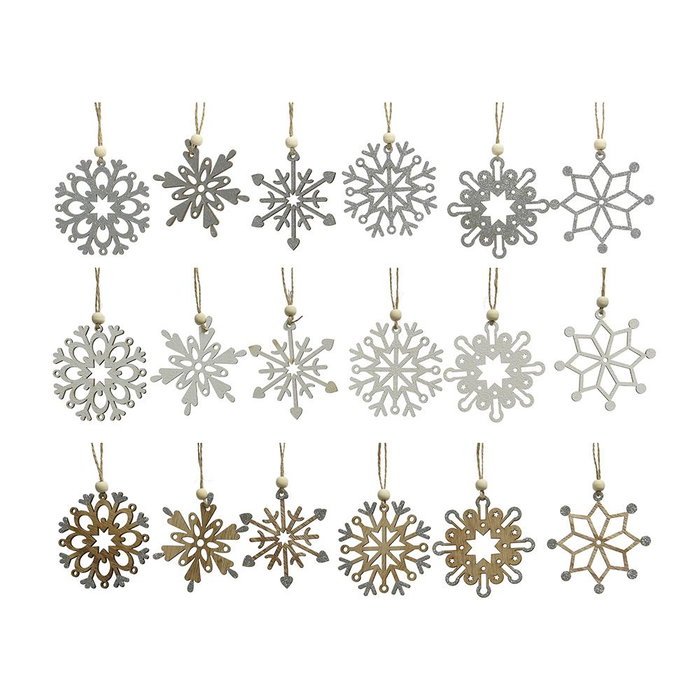 Decoris Ornement de sapin de Noël en bois flocons de neige Ø6cm Decoris Ornement de sapin de Noël en bois flocons de neige Ø6cm