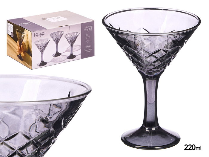 VIVALTO Copa Martini Troquelada 220ml Humo Gris VIVALTO Copa Martini Troquelada 220ml Humo Gris