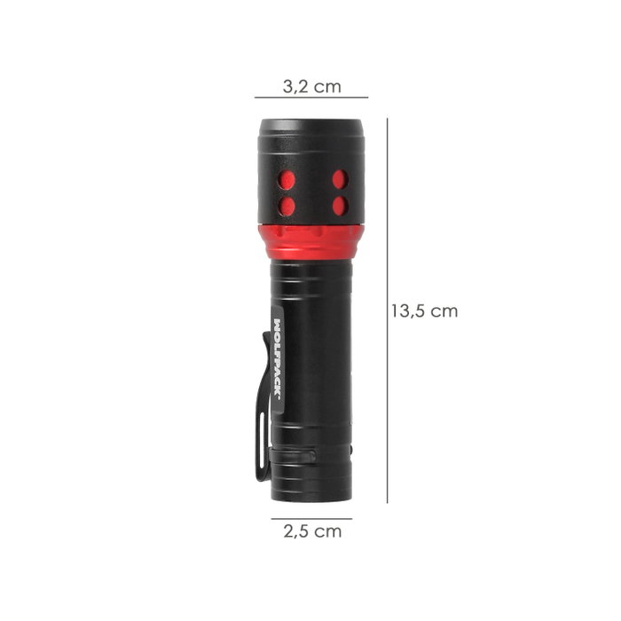WOLFPACK LINEA PROFESIONAL Lampe de poche LED mini en aluminium rechargeable USB 500 Lumens