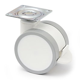 Q&Q Rueda Giratoria Duncan Ø75 H96 - Roulette pivotante avec frein, blanc