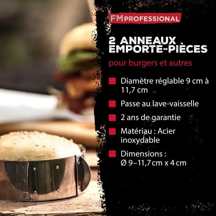 Fackelmann Profesional Ensemble emporte-pièce réglable et presse à burger