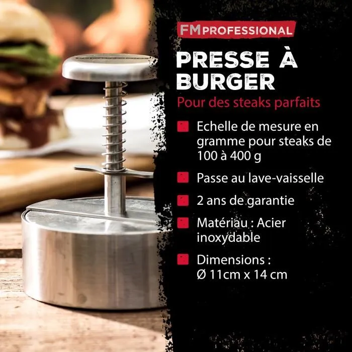Fackelmann Profesional Ensemble emporte-pièce réglable et presse à burger