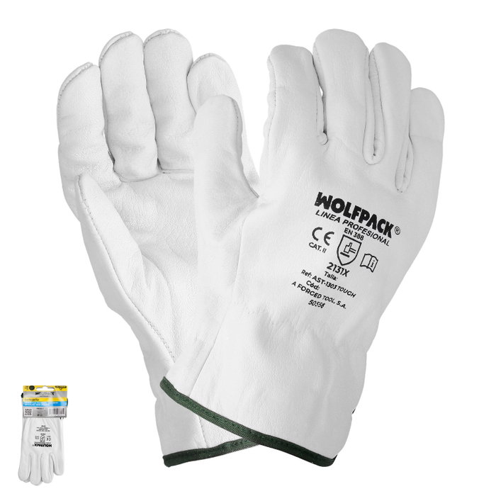 WOLFPACK LINEA PROFESIONAL Gants de travail en cuir de fleur de bovin, 11 pouces avec crochet WOLFPACK LINEA PROFESIONAL Gants de travail en cuir de fleur de bovin, 11 pouces avec crochet