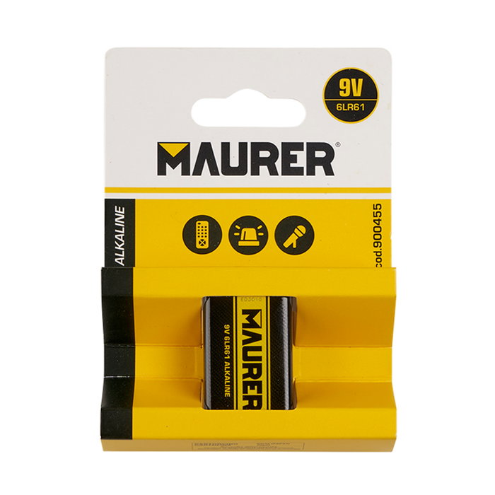 MAURER Pile Alcaline 6LR61 9V - Blister 1 Pièce MAURER Pile Alcaline 6LR61 9V - Blister 1 Pièce