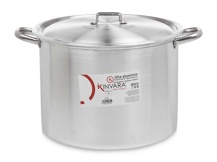 Kinvara Marmite en Aluminium 36 cm 30 L Argent Compatible Gaz Four et Lave-vaisselle (Set de 2)