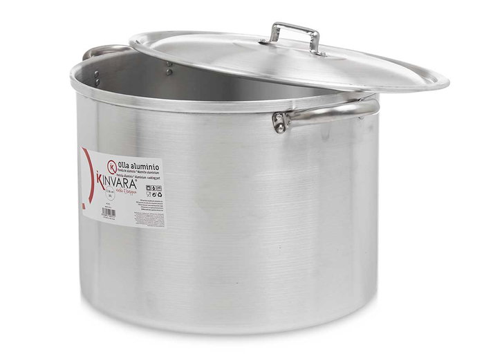 Kinvara Marmite en Aluminium 36 cm 30 L Argent Compatible Gaz Four et Lave-vaisselle (Set de 2)