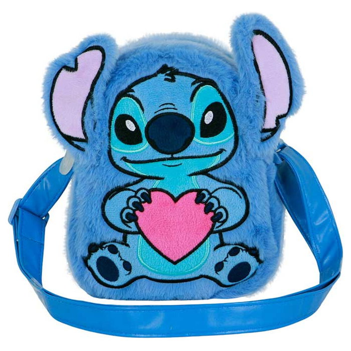 KaracterMania - Sac peluche en forme de cœur Stitch (Disney) - Sac à main - Dimensions 170 mm x 230 mm x 20 mm