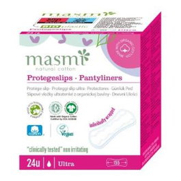 MASMI Protegeslips Ultrafinos 24Ud. - Protège-slips ultra-fins quotidiens en coton biologique certifié, 24 unités, écologiques et vegans