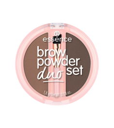 Essence Poudre à sourcils Duo Set Mat, Teinte Moyen 02, Poudre longue tenue pour un effet naturel, Maquillage sourcils, 1.8 g