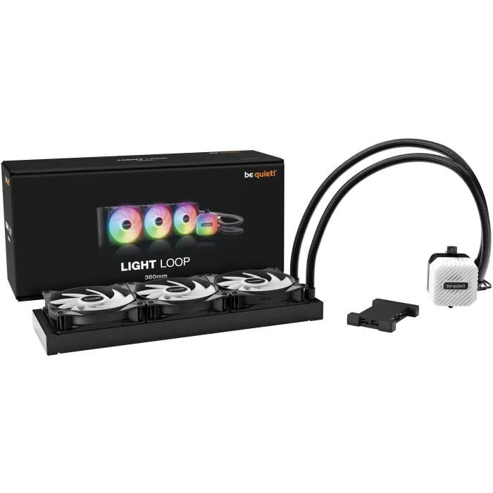 Be Quiet Light Loop Watercooling 360 mm, Système de refroidissement liquide tout-en-un avec ventilateurs Light Wings LX ARGB PWM et waterblock ARGB pour processeurs (BW022)