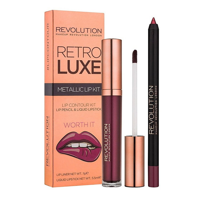 Makeup Revolution Set Coffret Retro Luxe Metallic Liquid Lipstick Rouge à Lèvres Liquide Métallisé 5.5 ml + Lip Liner Crayon Lèvres 1 g Makeup Revolution Set Coffret Retro Luxe Metallic Liquid Lipstick Rouge à Lèvres Liquide Métallisé 5.5 ml + Lip Liner Crayon Lèvres 1 g