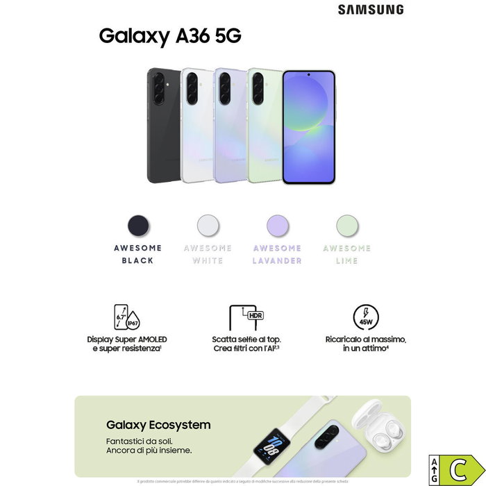 Smartphone Samsung SM-A366BZKBEEB 6,7" 6 GB RAM 128 GB Noir