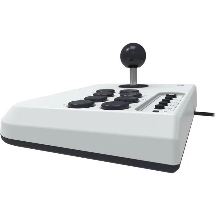 Hori Fighting Stick Mini - Manette de jeu filaire blanche officielle PlayStation pour PS5, PS4, PC - Stick arcade compact 8 boutons