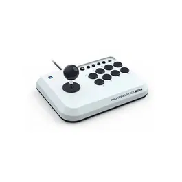 Hori Fighting Stick Mini - Manette de jeu filaire blanche officielle PlayStation pour PS5, PS4, PC - Stick arcade compact 8 boutons